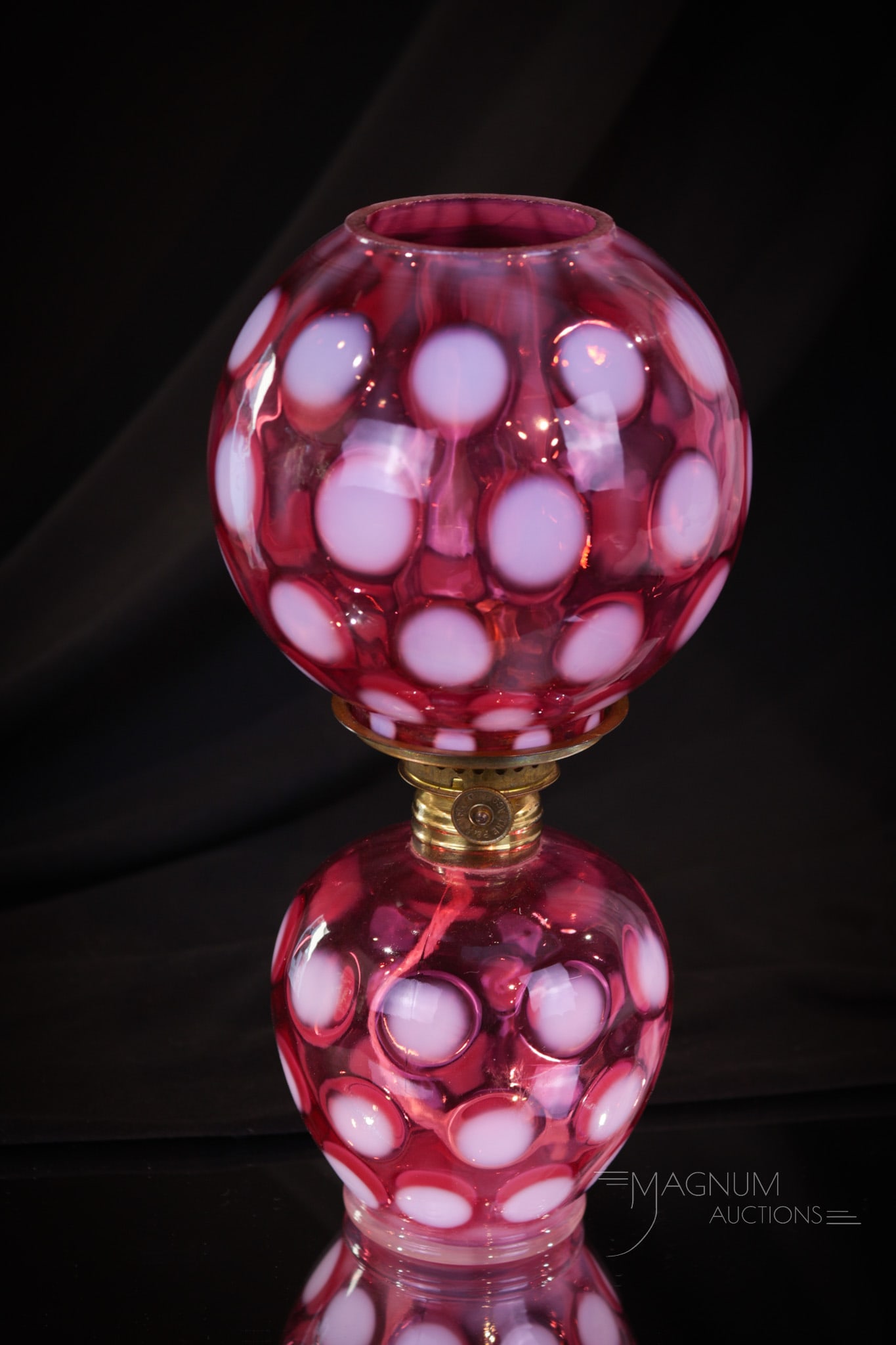 Fenton Cranberry Opalescent L.G. Wright Miniature Oil Lamp (1 of 7)