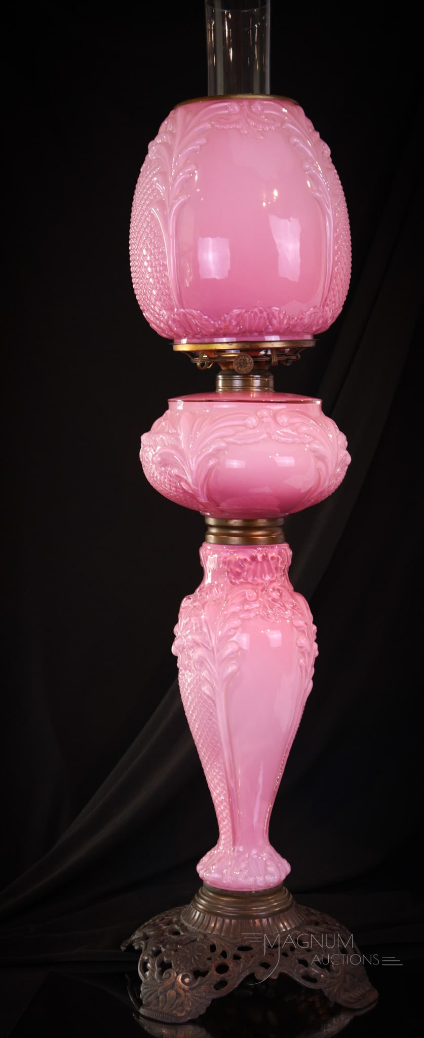 Consolidated Pink Cased Victorian Monastic Banquet Oil Lamp (1 of 10)