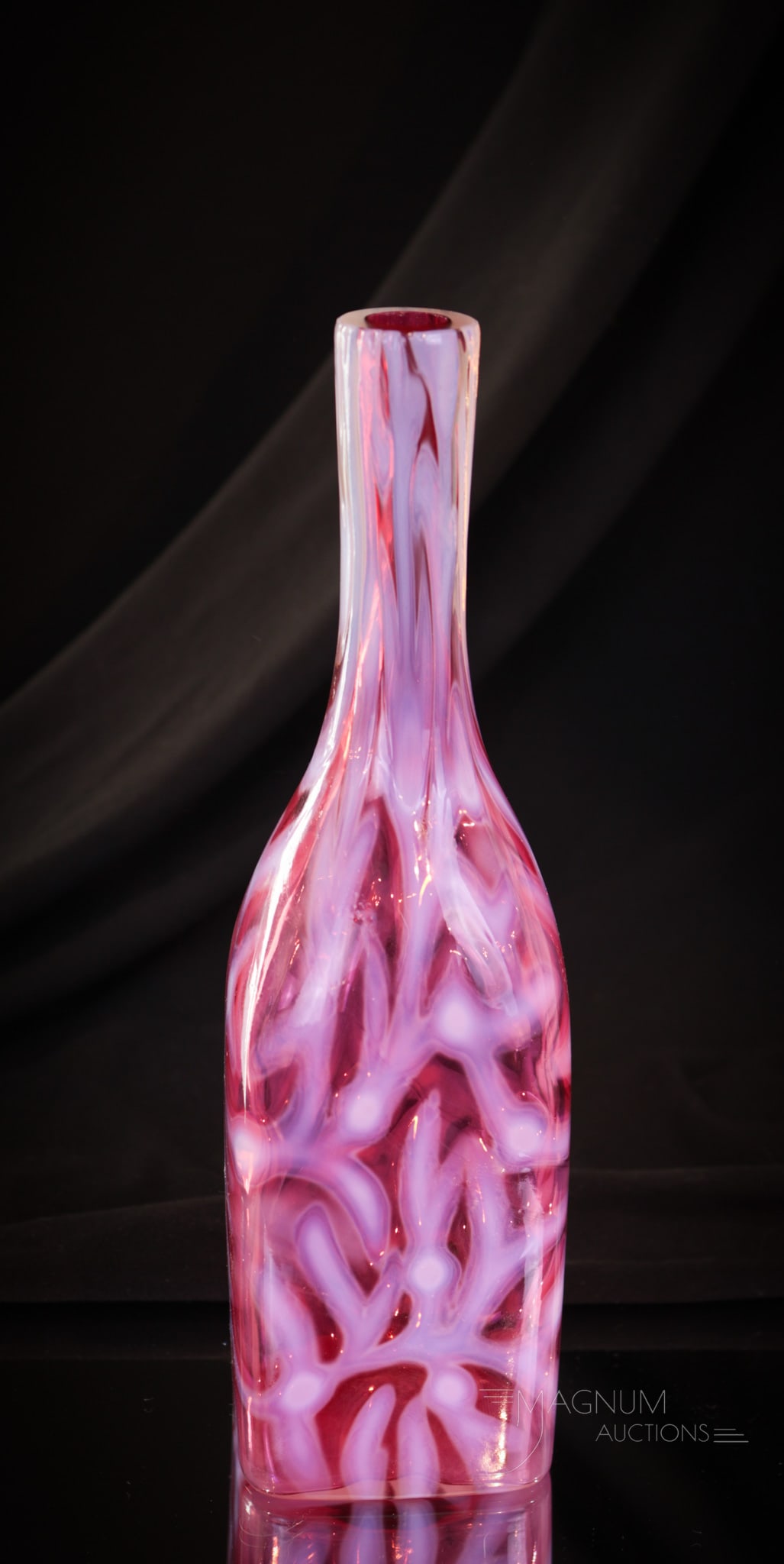 Scarce Hobb's Cranberry Opalescent Seaweed Victorian Barber Bottle (1 of 4)