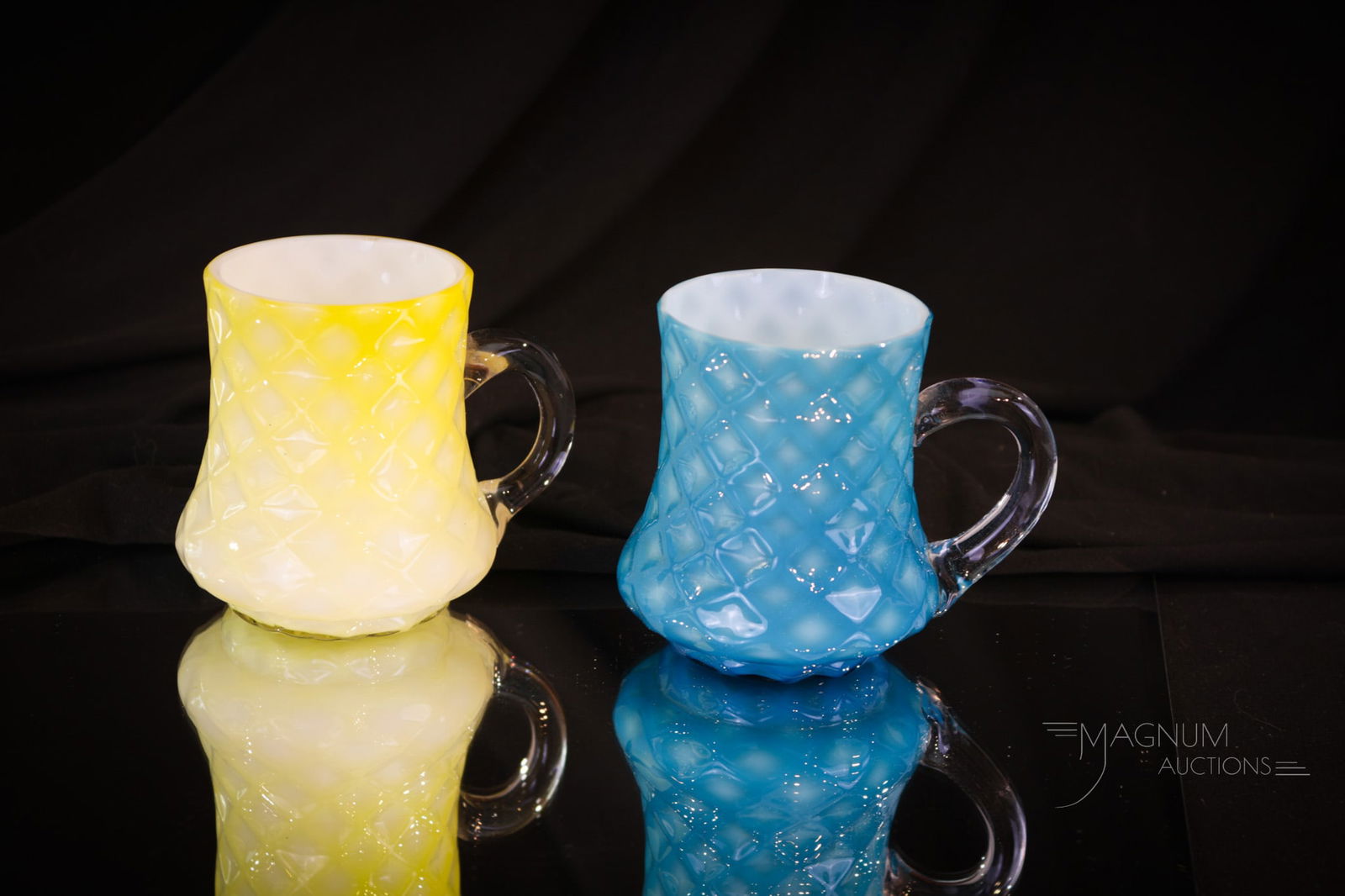 2 pc Lot Cut Velvet Victorian Glass Punch Custard Cups (1 of 8)