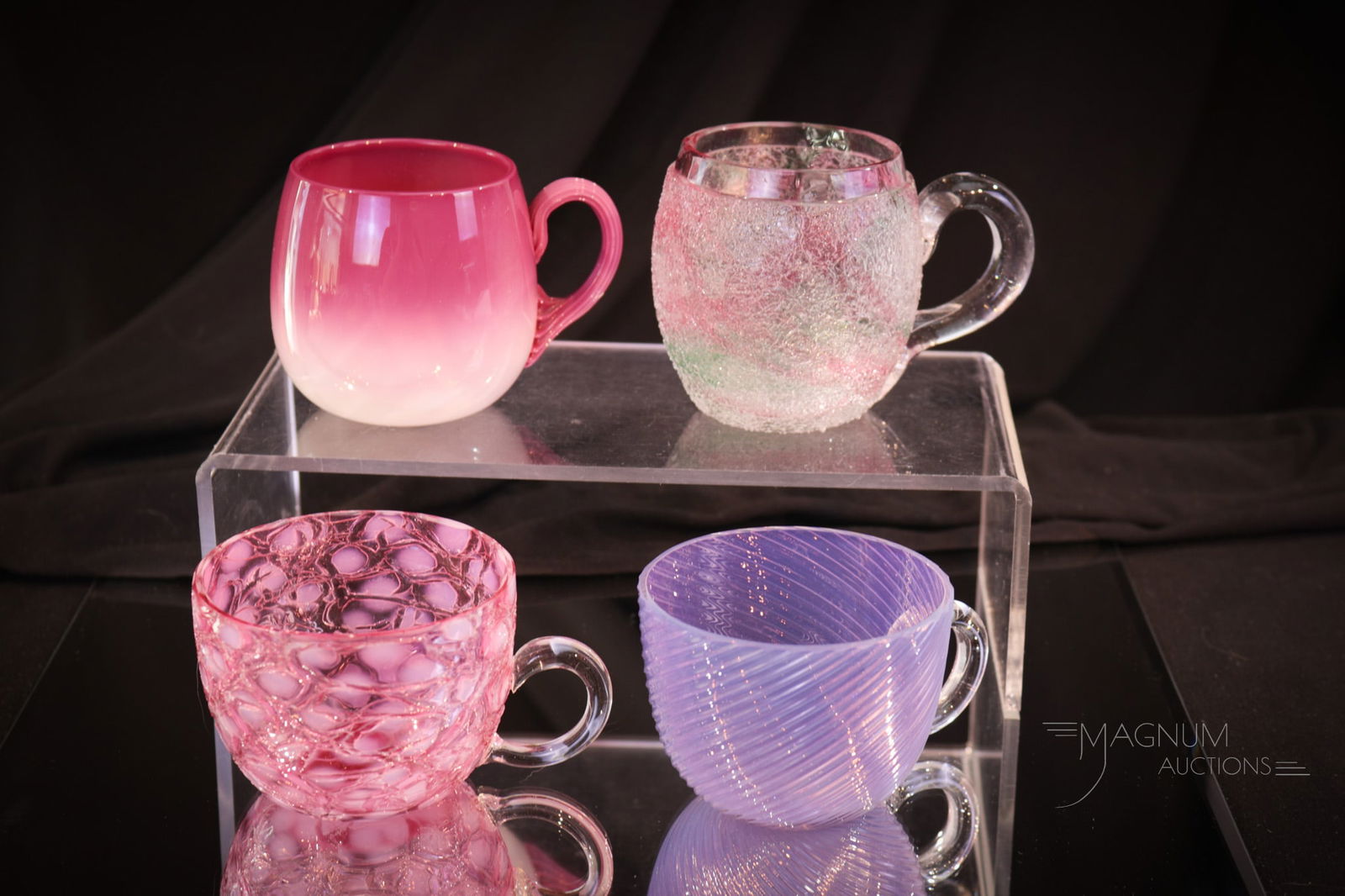 4 pc Lot Victorian Art Glass Custard Punch Cups (1 of 8)