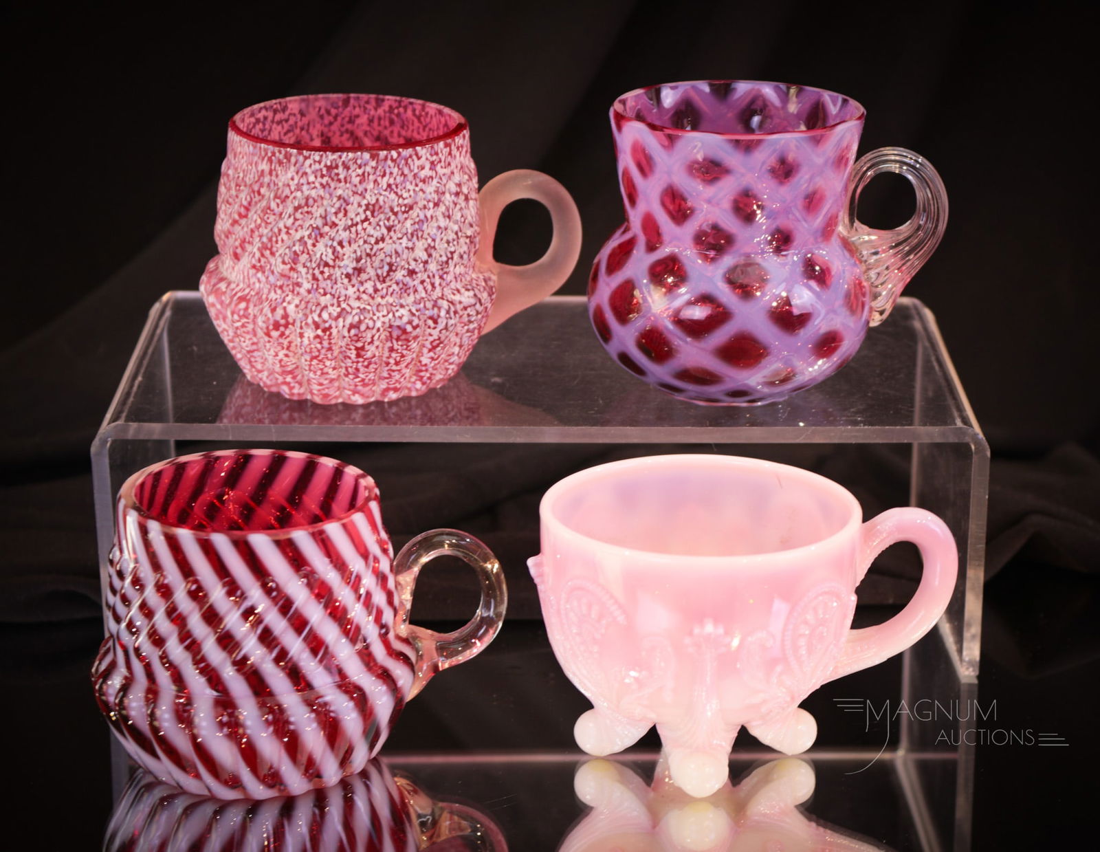 4 pc Lot Northwood Cranberry & More Victorian Glass Custard Punch Cups (1 of 9)