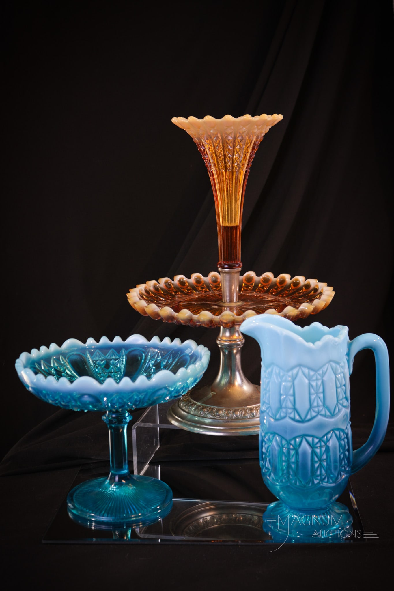 3 pc Lot English Davidson Opalescent Victorian Glass (1 of 11)