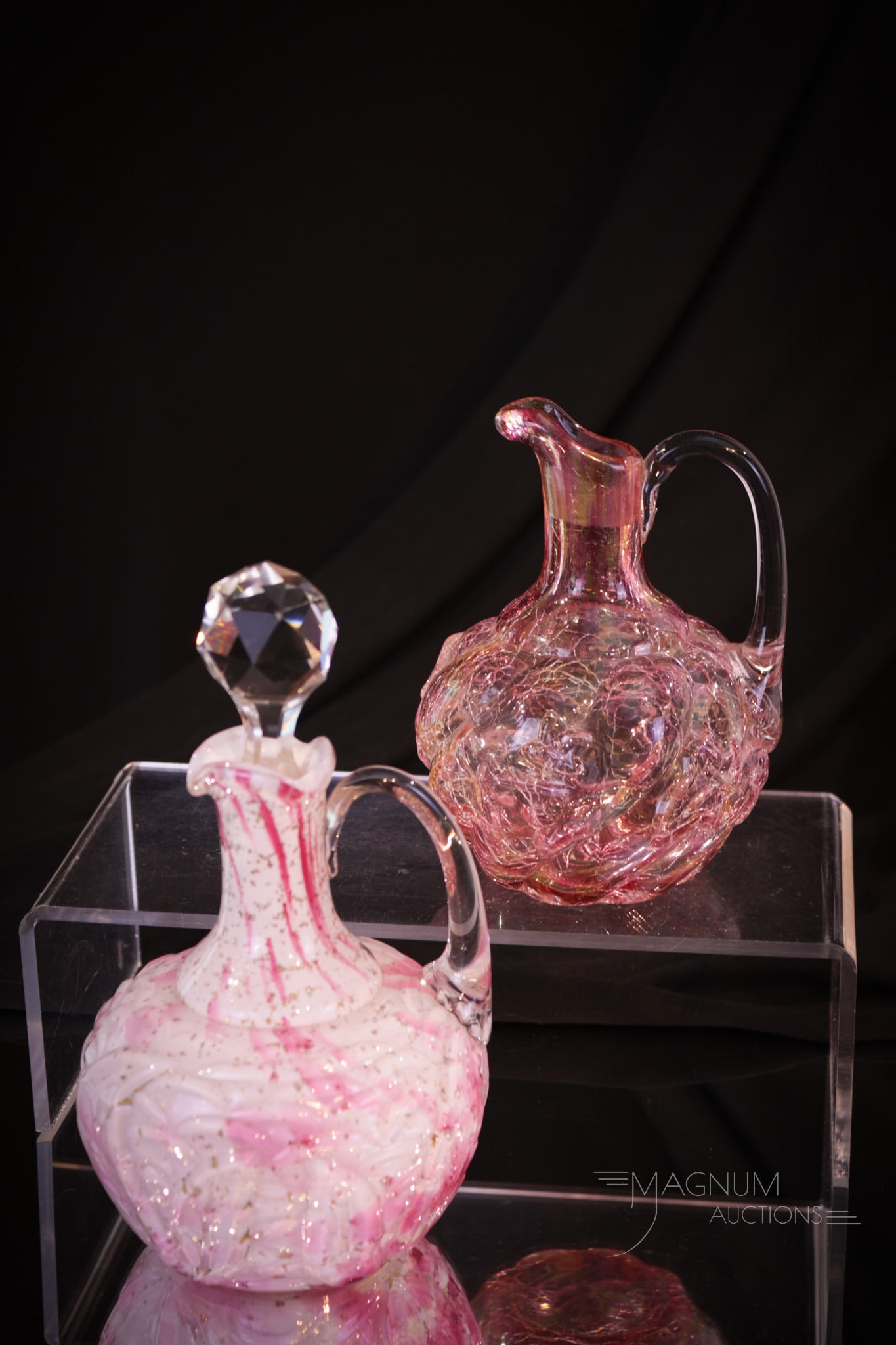 2 pc Lot Northwood Victorian Glass Cruets Royal Ivy & Leaf Mold (1 of 7)