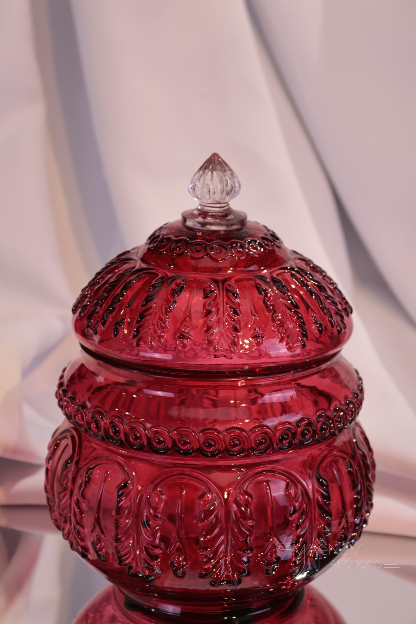 Rare Northwood Leaf Umbrella Victorian Glass Cracker Jar (1 of 4)