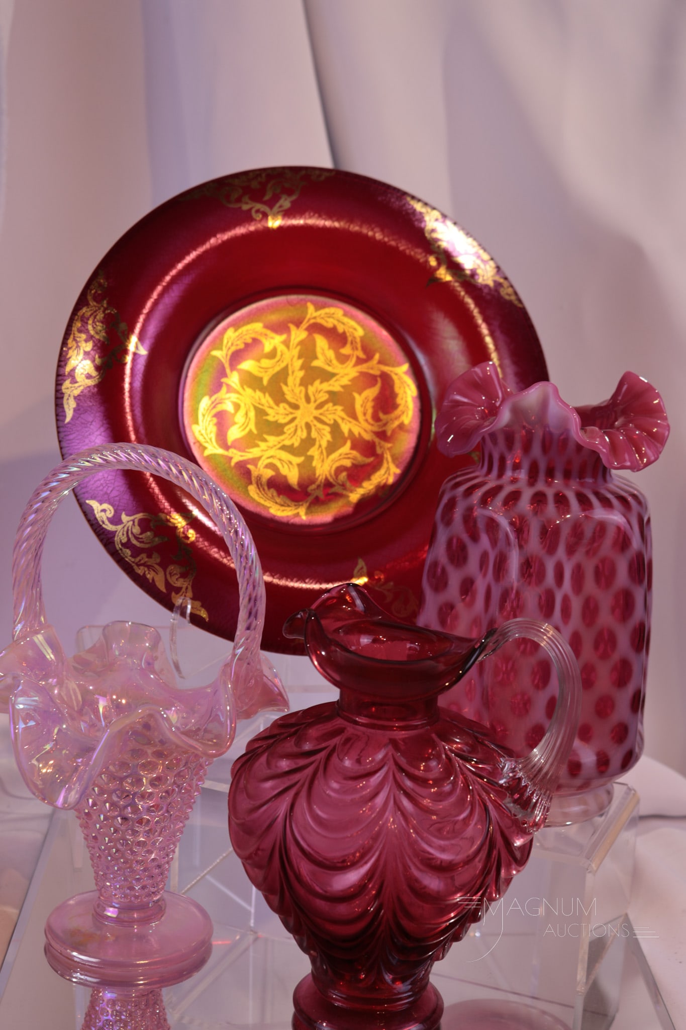 4 pc Lot Fenton Art Glass Cranberry & Carnival & More (1 of 7)