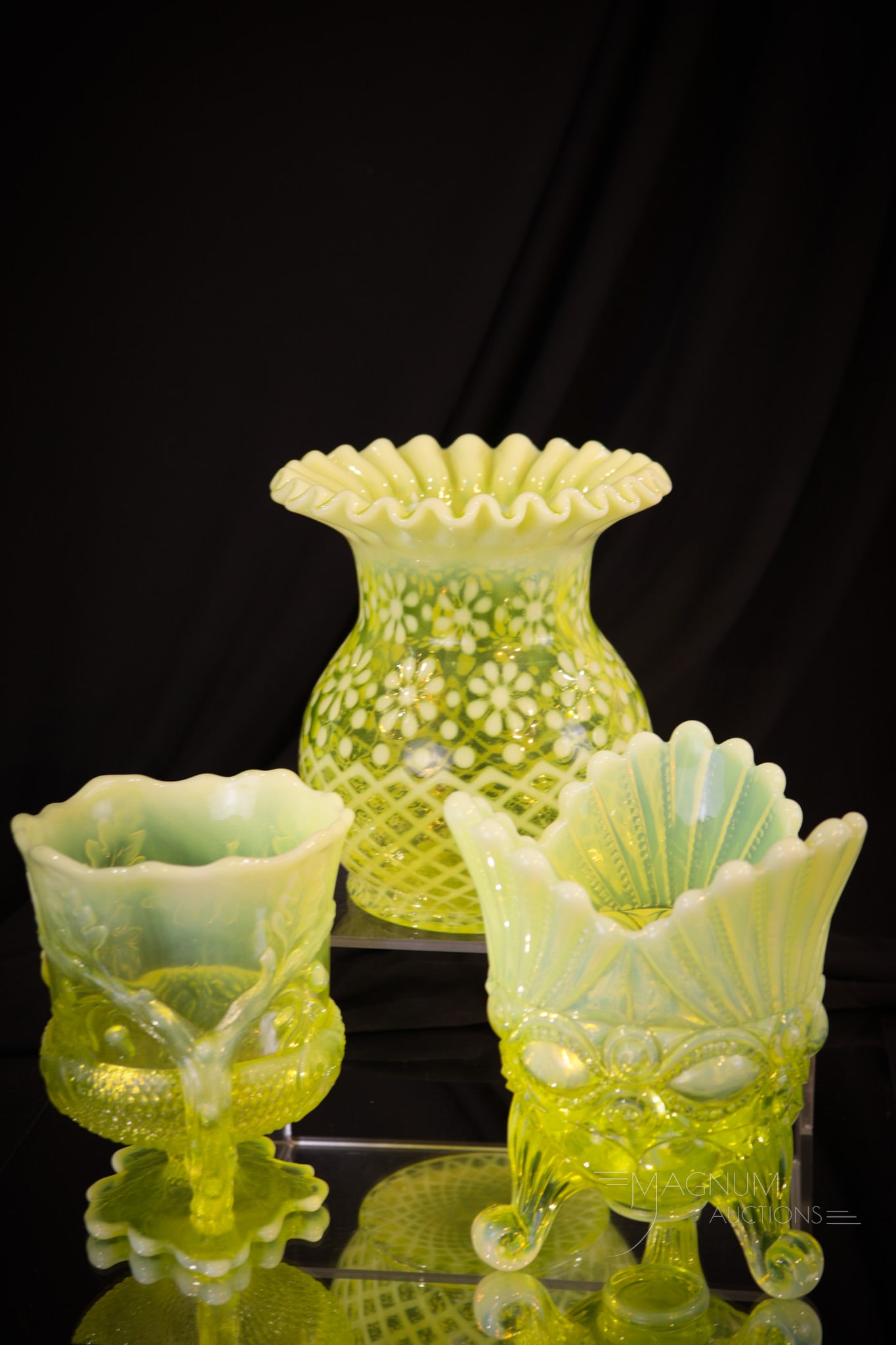 3 pc Lot Mosser Vaseline Opalescent Eyewinker & More (1 of 7)