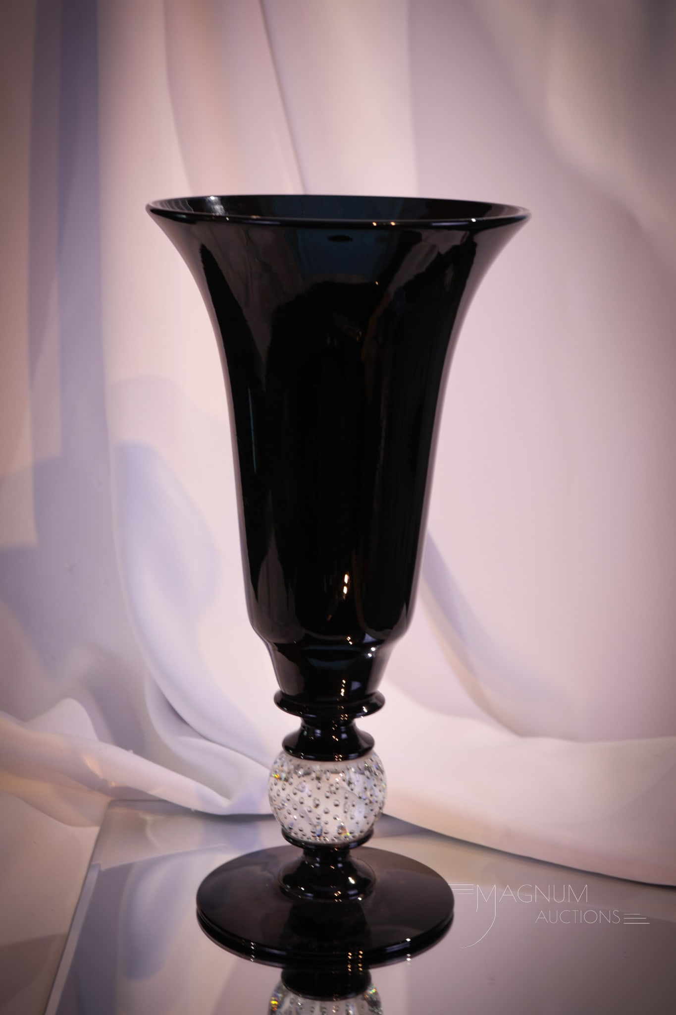Paipoint Ebony Black Controlled Bubble Glass 13" Vase (1 of 4)