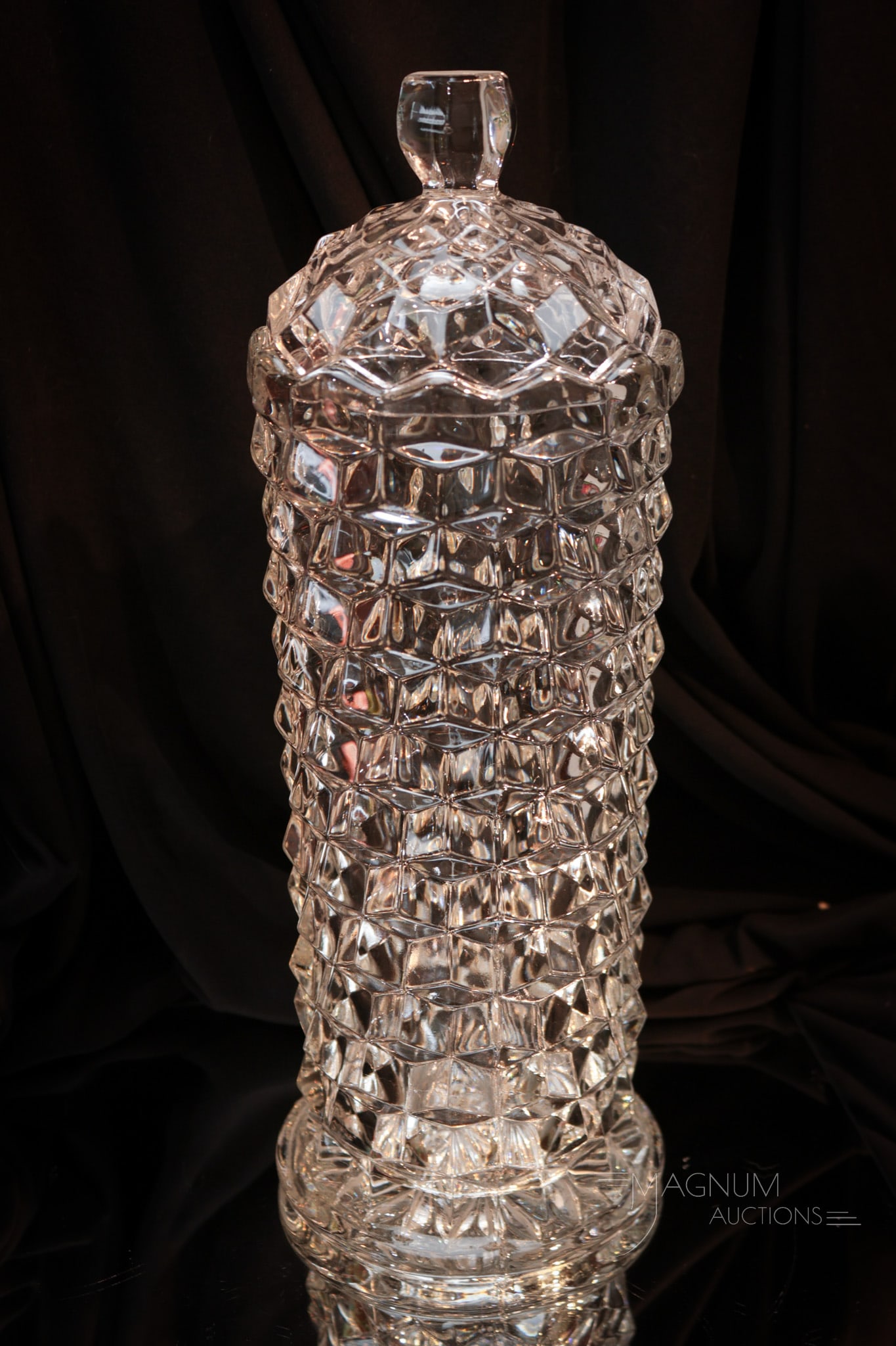 Rare Fostoria American Glass Covered Straw Jar (1 of 3)