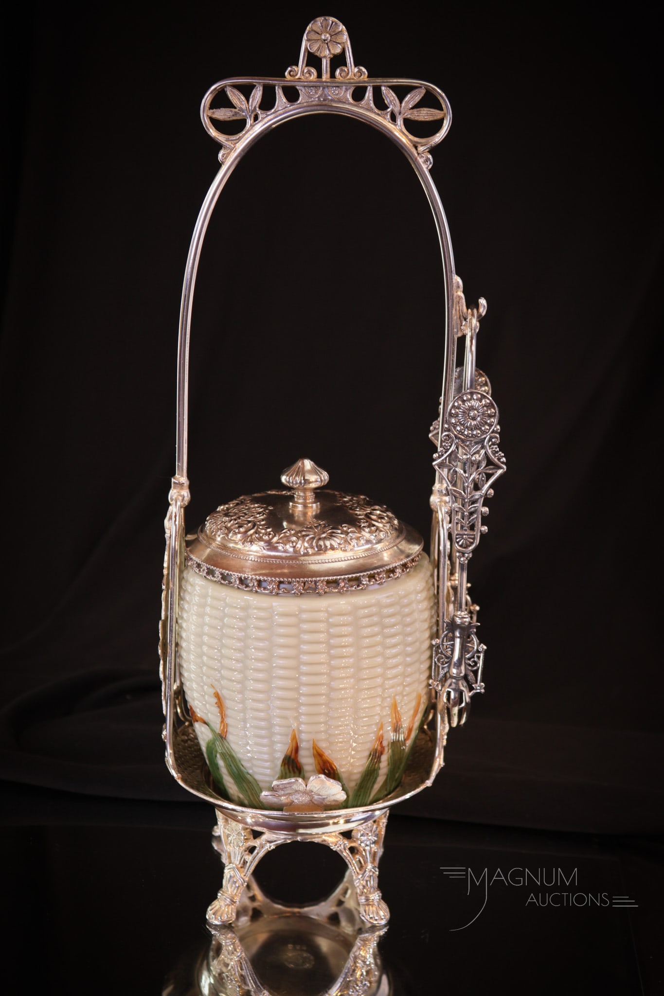 Pairpoint Silverplate Libbey Maize Victorian Glass Pickle Castor (1 of 8)