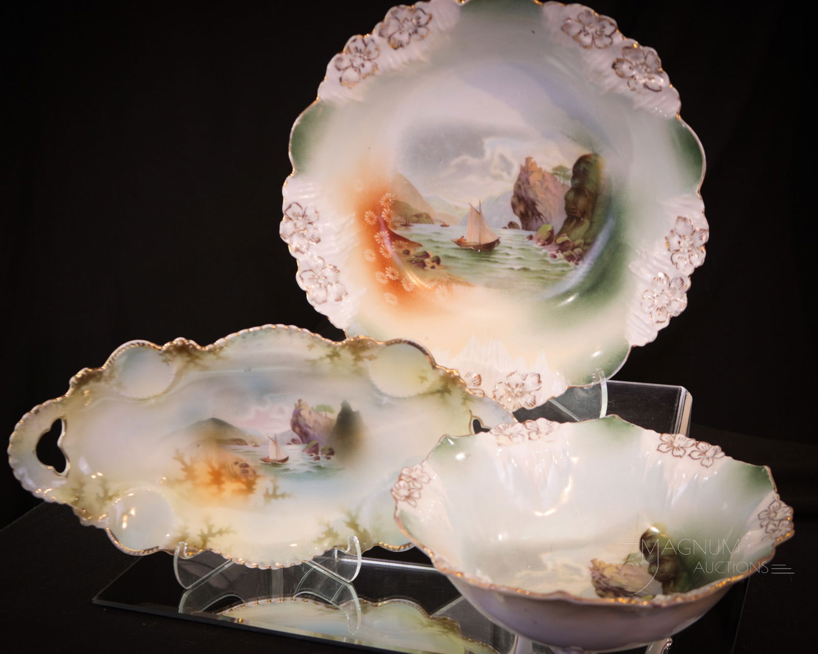 3 pcd Lot Marked RS Prussia Sailboats (1 of 8)