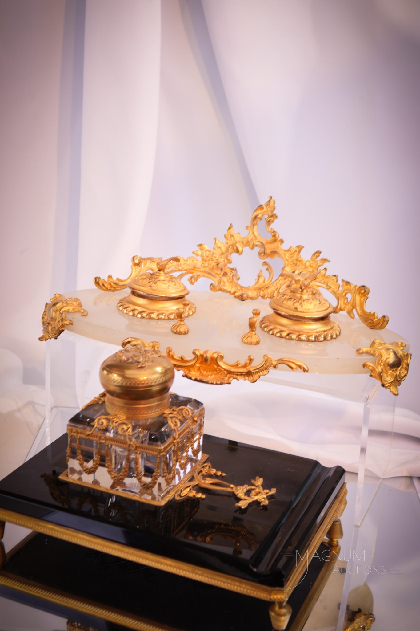 2 pc Lot Empire Style Inkwell Desk Sets (1 of 7)