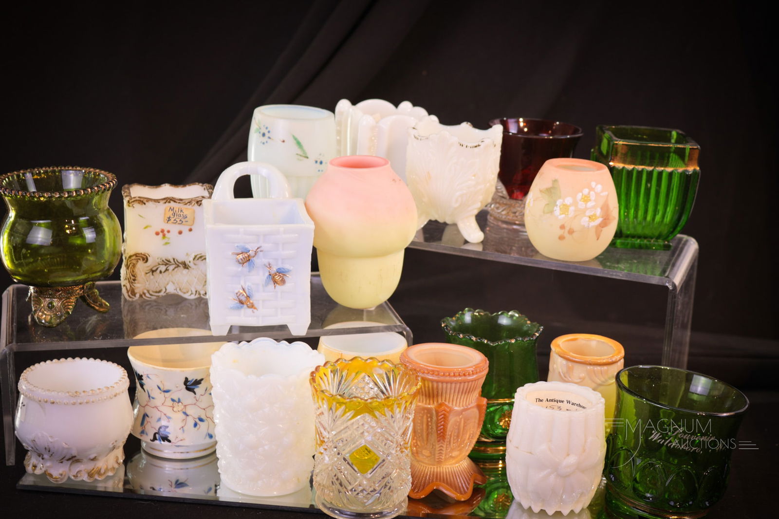 20 pc Lot Victorian Opalescent Glass Toothpick Holders Riverside & More (1 of 5)