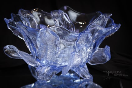 Cambridge Glass Moonlight Blue Everglades Large Bowl