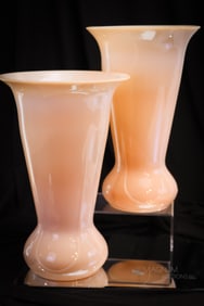 Pair Cambridge Crown Tuscan #3400 Line 12" Mantle Vases