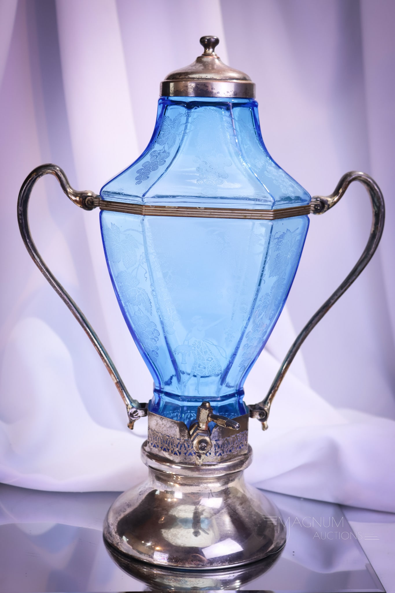 Cambridge Glass Silverplate Etched 15" Samovar (1 of 8)