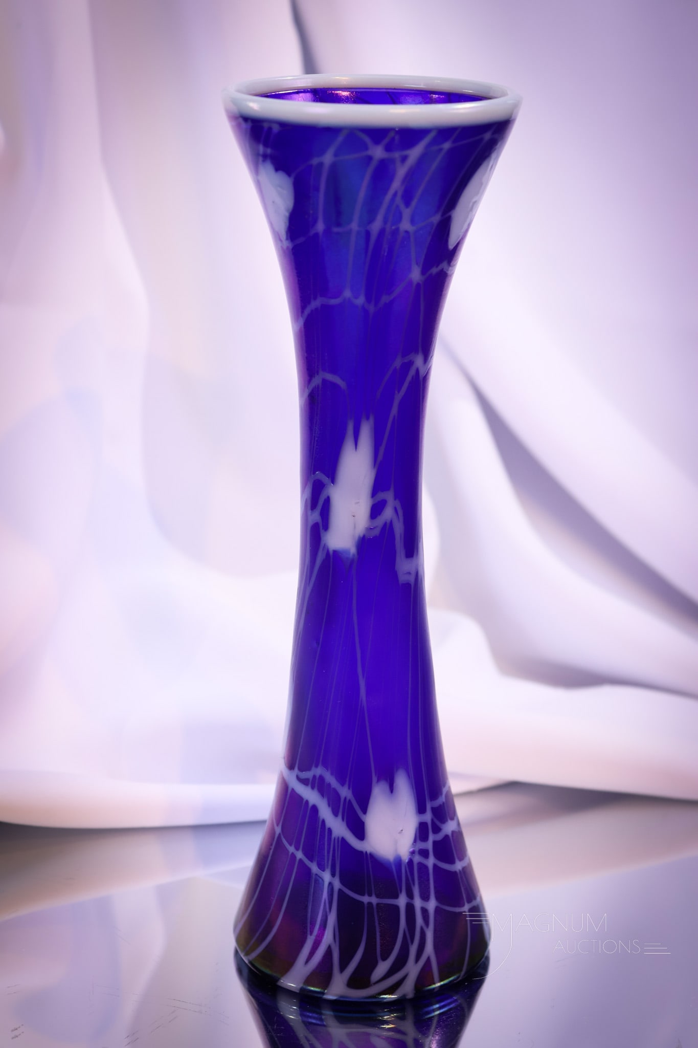 Imperial Freehand Cobalt Irridescent Heart & Vine 10" Vase (1 of 7)