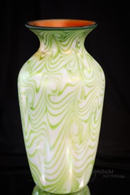 Imperial Freehand King Tut Iridescent Art Glass Vase