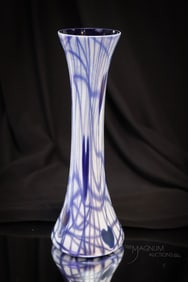Scarce Imperial Freehand Art Glass Cased Cobalt vase