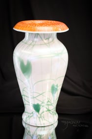 Imperial Freehand Heart & Vine Art Glass Vase