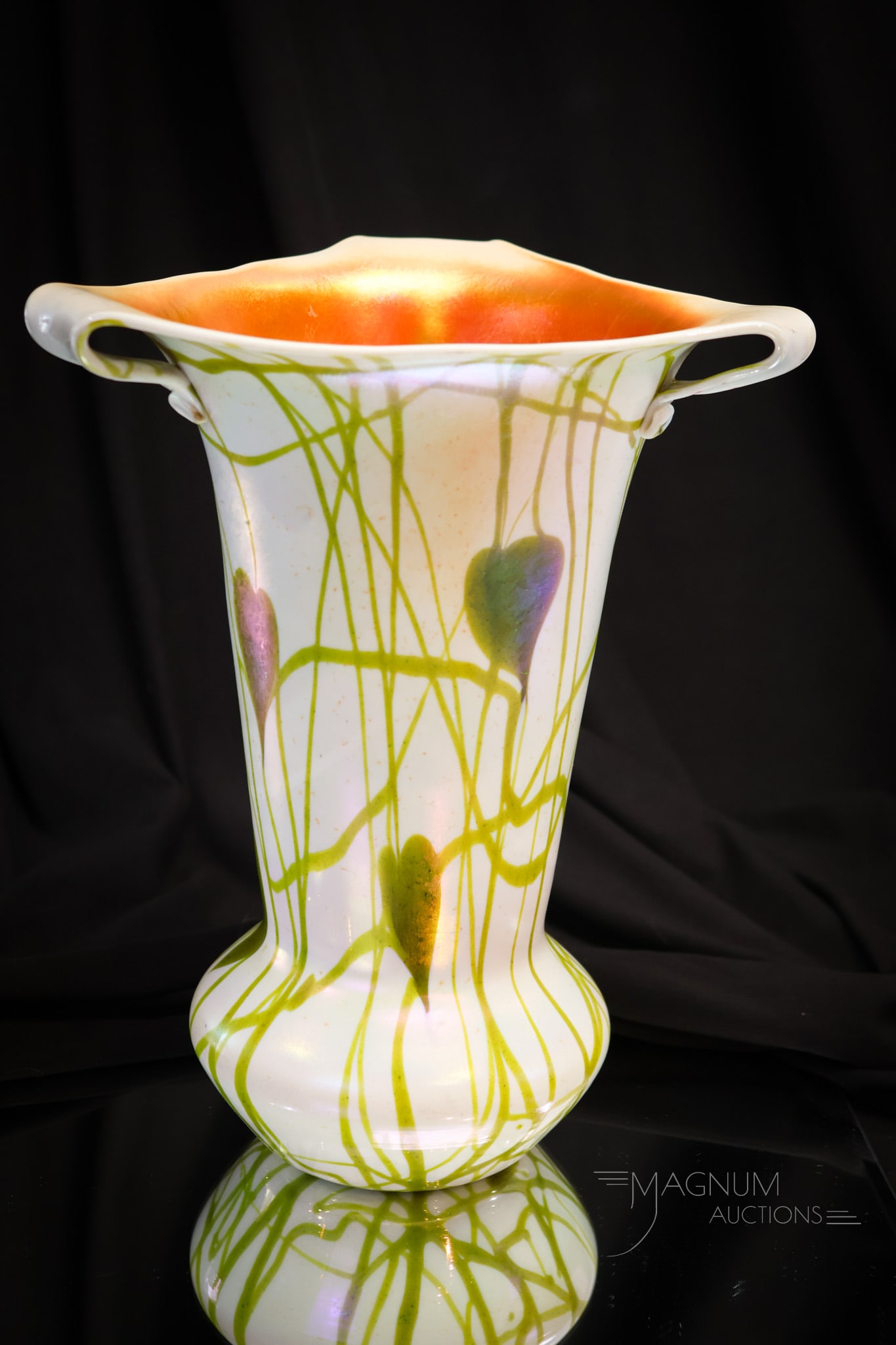 Imperial Freehand Art Glass Heart & Vine Vase (1 of 6)