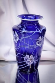 Imperial Freehand Art Glass Heart & Vine Vase