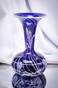 Imperial Freehand Rare Form Cobalt Art Glass Vase