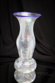 Imperial Freehand Iridescent Art Glass Heart & Vine Vase