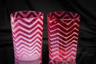 2 pc Lot Northwood Cranberry Ribbed Herringbone Victorian Glass Tumblers
