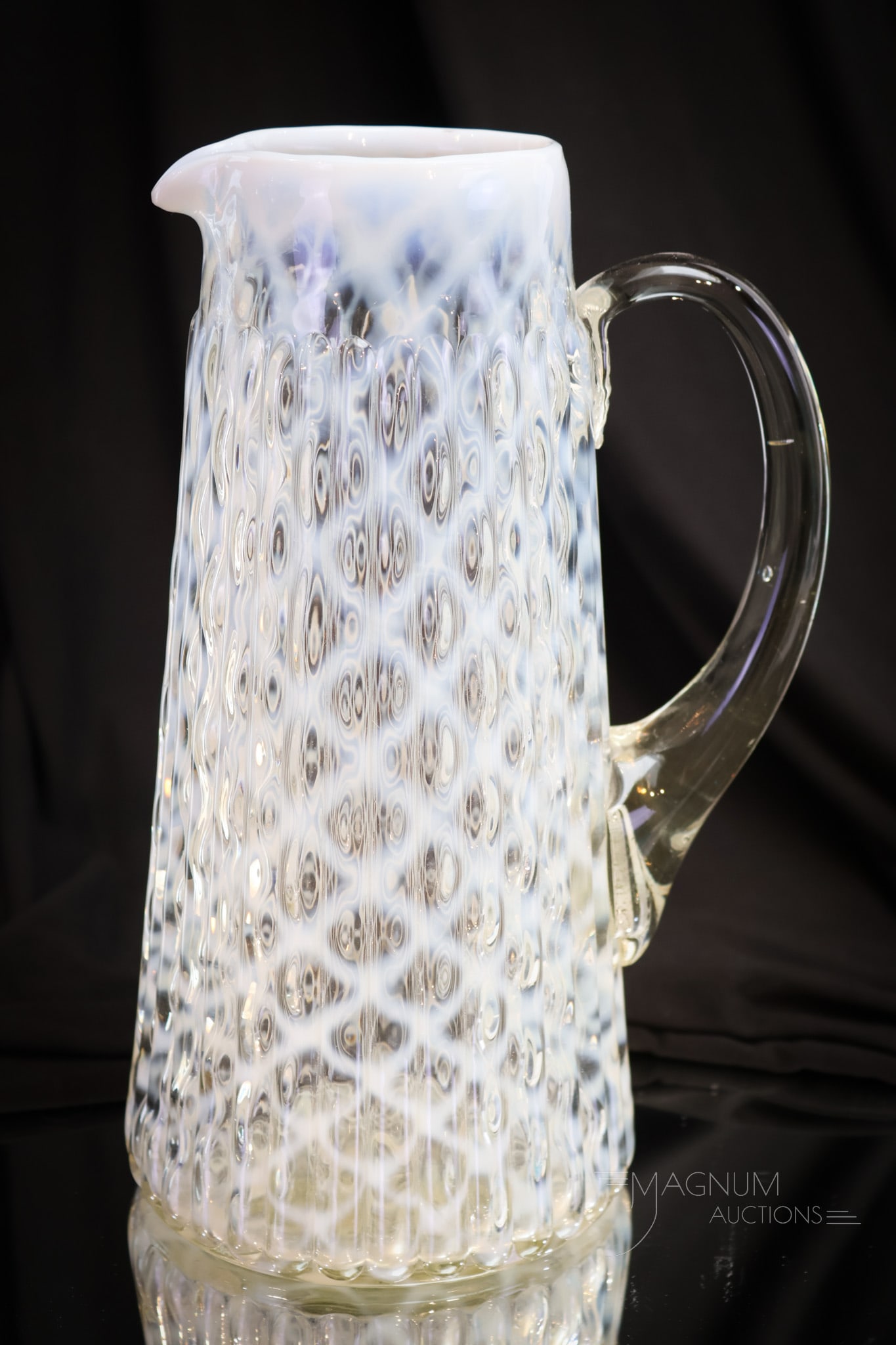 Northwood Ribbed Opal Lattice Victorian Glass Tankard (1 of 5)