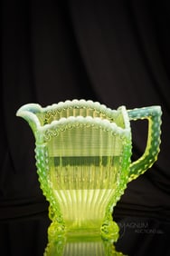 Northwood Vaseline Opalescent Glass Alaska Water Pitcher