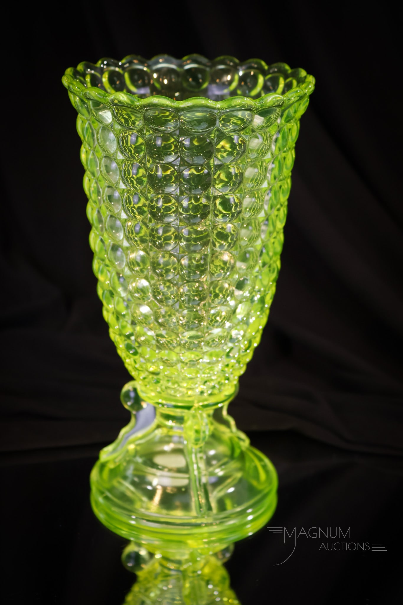1000 Eye Victorian Vaseline Glass Celery Vase (1 of 7)