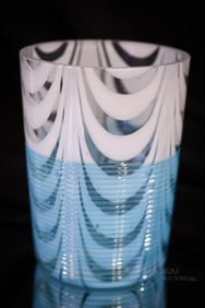 Hobb's Venetian Victorian Glass Blue Threaded Tumbler