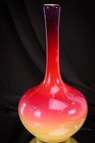 Hobb's Wheeling Peachblow Victorian Glass 11" Vase