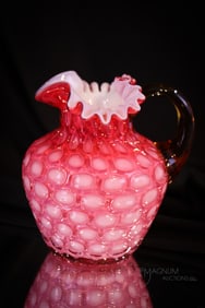 Phoenix Pink Cased Honeycomb Victorian Glass Milk Pitcher