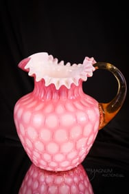 Phoenix Pink Cased Honeycomb Victorian Glass Water Pitcher