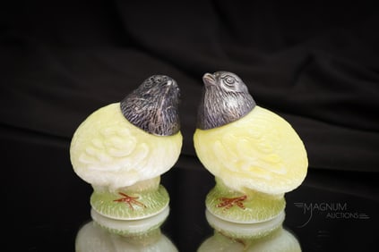 Pair of Wavecrest C. F. Monroe Pedestal Chick Salt Shakers