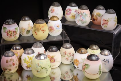 20 pc Lot Victorian Mt. Washington Glass Egg Salt Shakers
