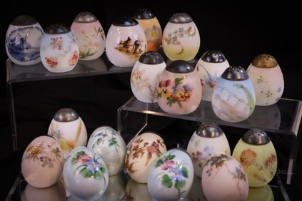 20 pc Lot Mt. Washington & More Victorian Glass Egg Salt Shakers