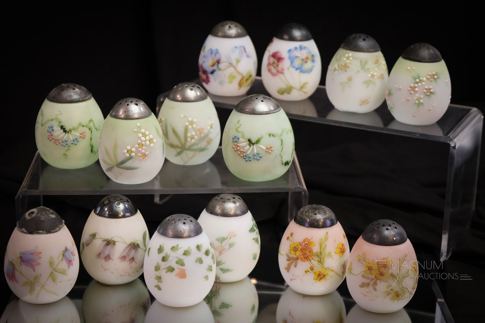 14 pc Lot Mt. Washington Egg Victorian Glass Salt Shakers (1 of 3)