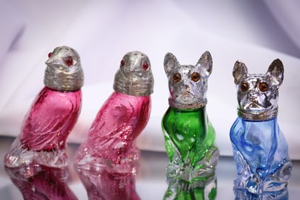 4 pc Lot Figural Glass Salt Shakers