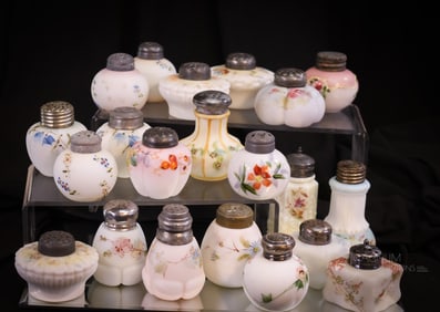 21 pc Lot Victorian Wavecrest & Smith Bros. Victorian Glass Salt Shakers