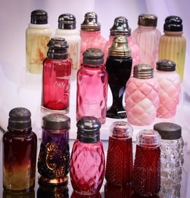 17 pc Lot Victorian Plethra of Examples Glass Salt Shakers