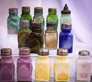 14 pc Lot Challinoor & Taylor Square Victorian Glass Salt Shakers