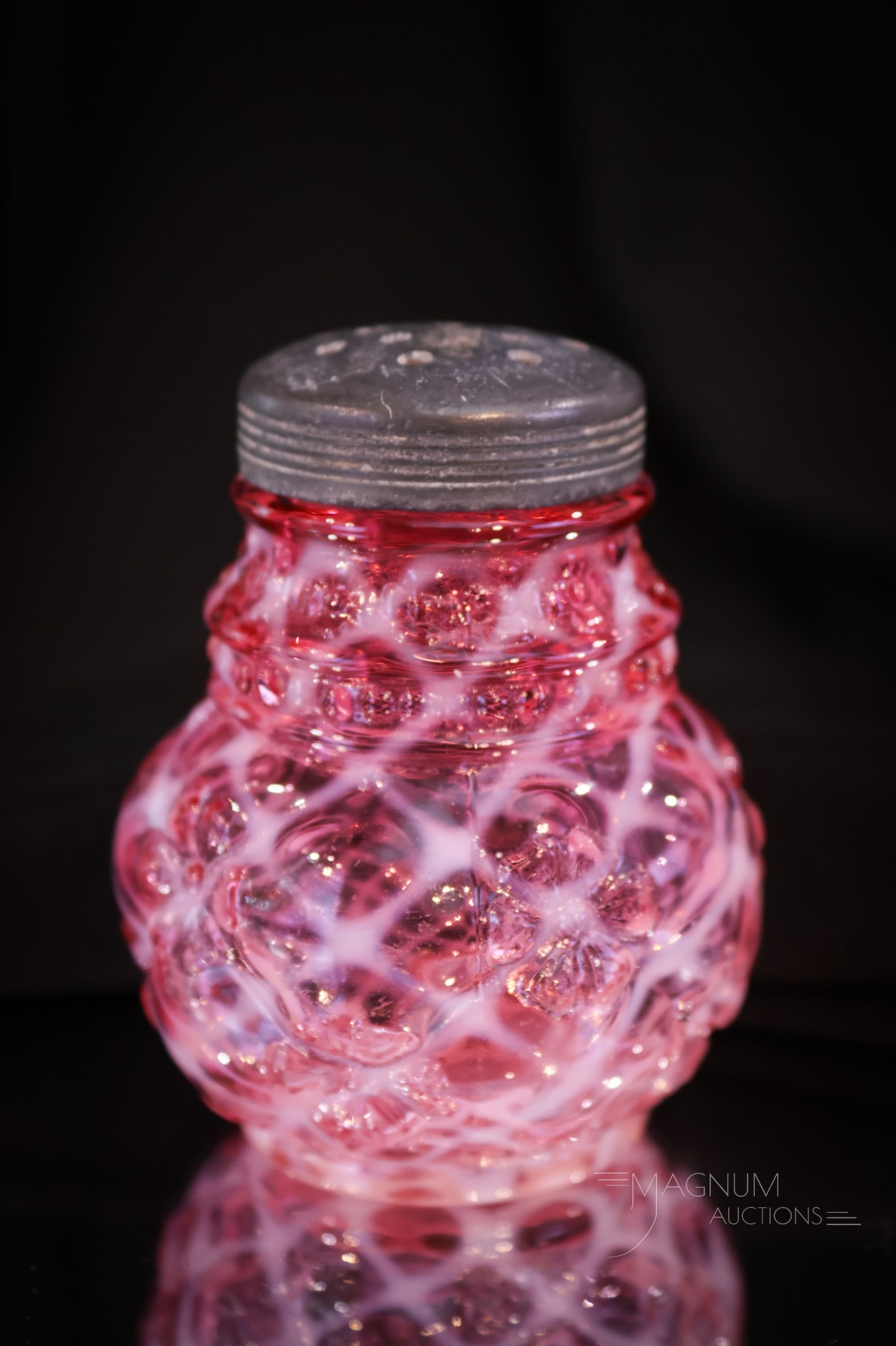 Scarce Northwood Cranberry Opalescent Lattice Quilted Phlox Victorian Salt Shaker (1 of 6)