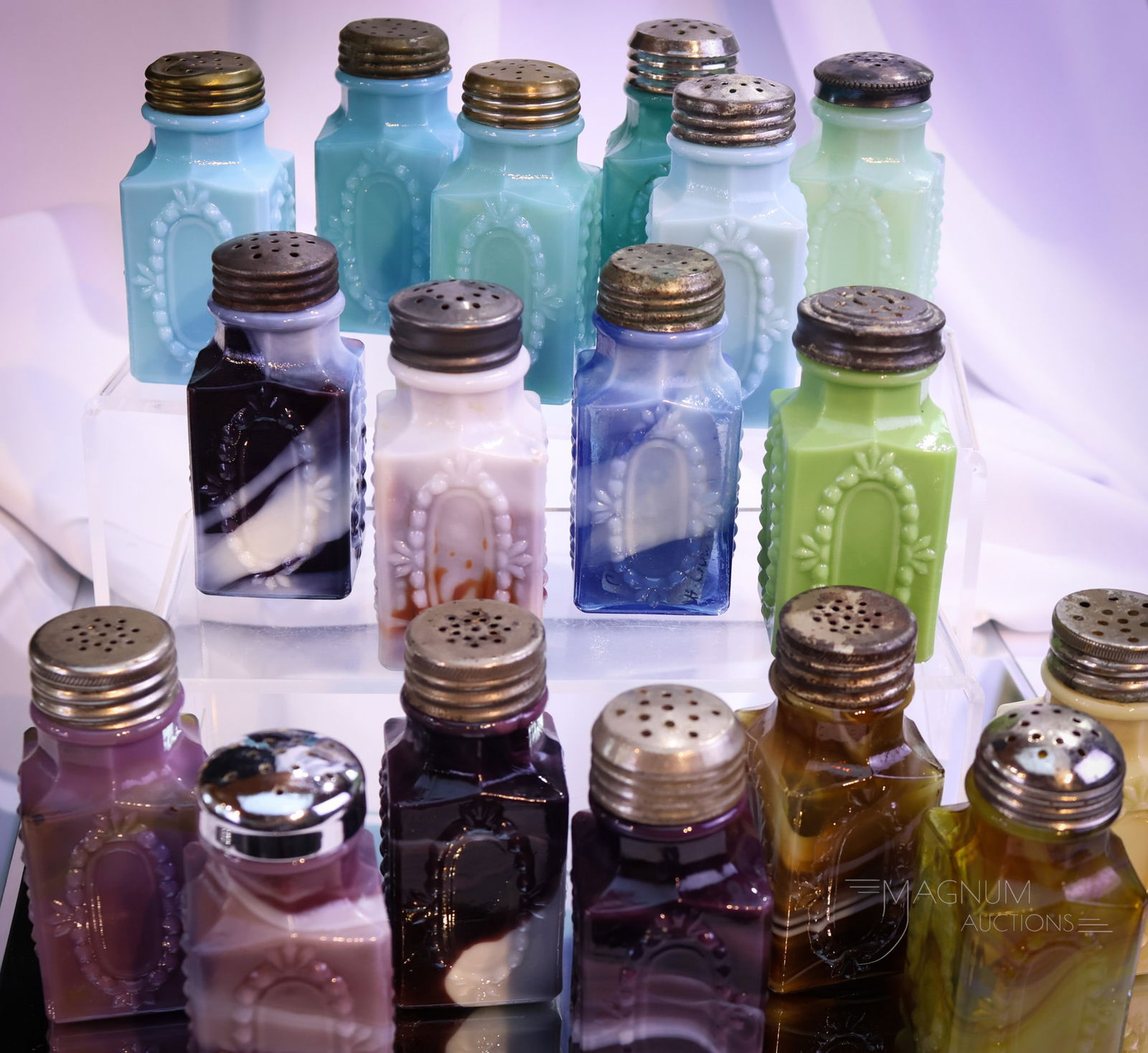 17 pc Lot Chalinoor & Taylor Slag Glass Victorian Beaded Oval Salt Shakers (1 of 4)