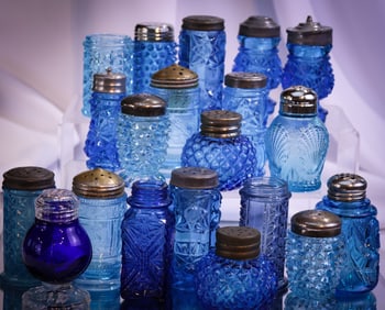 20 pc Lot Victorian Glass Blue Salt Shakers