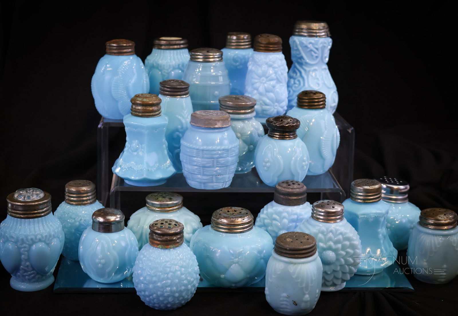 25 pc Lot Victorian Glass Blue Salt Shakers (1 of 10)