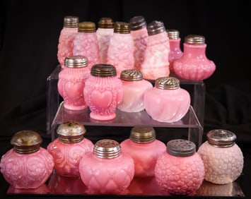 18 pc Lot Victorian Opaque Glass Salt Shakers