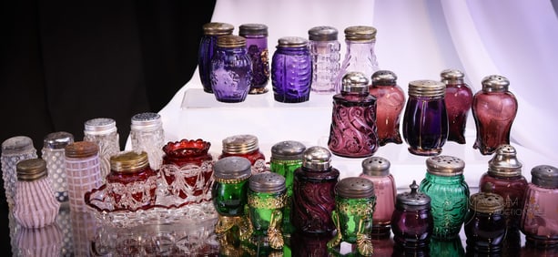 32 pc Lot Victorian Pattern Glass Salt Shaker Extravaganza Riverside McKee & More